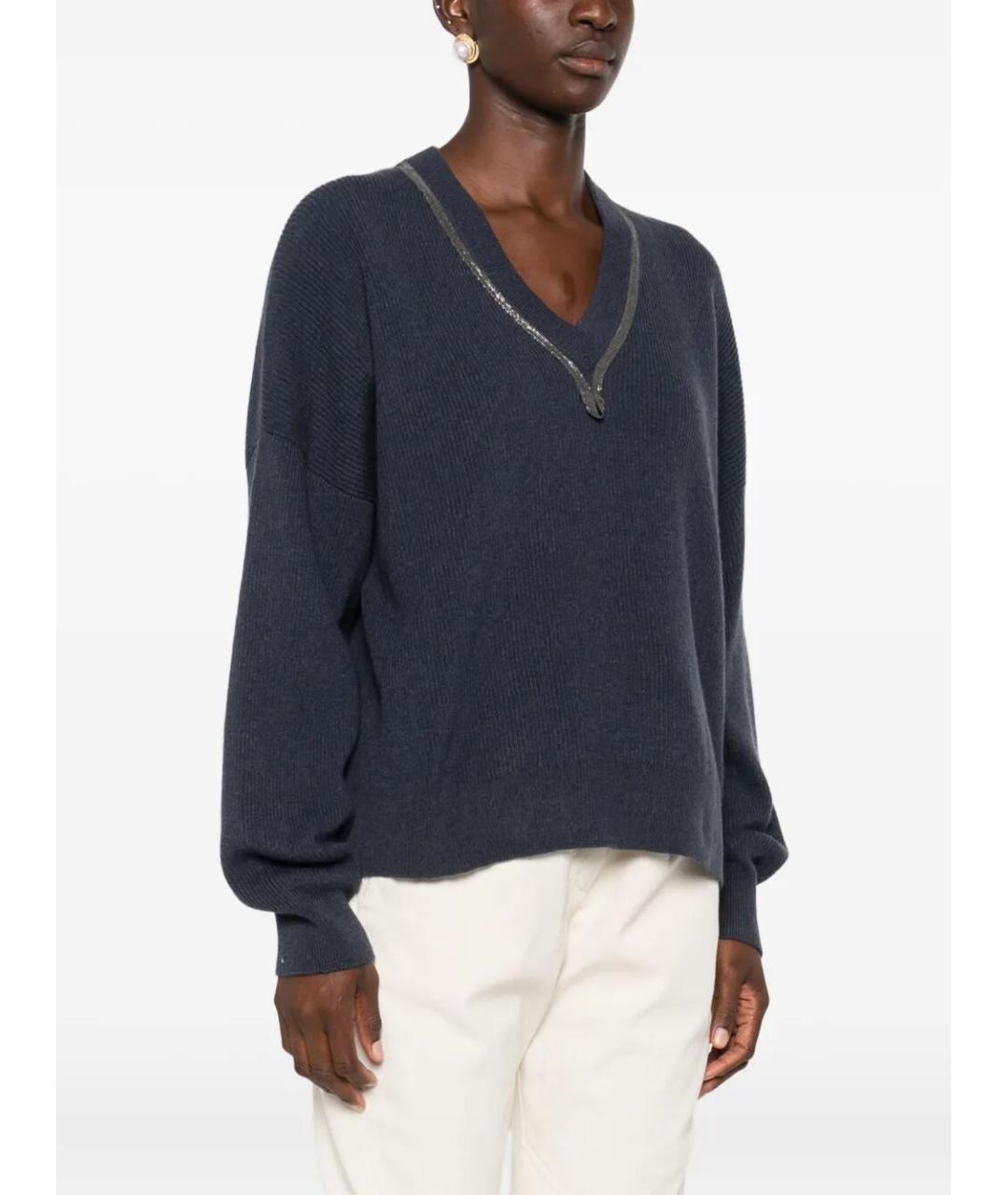 BRUNELLO CUCINELLI Синий кашемировый джемпер / свитер, фото 2