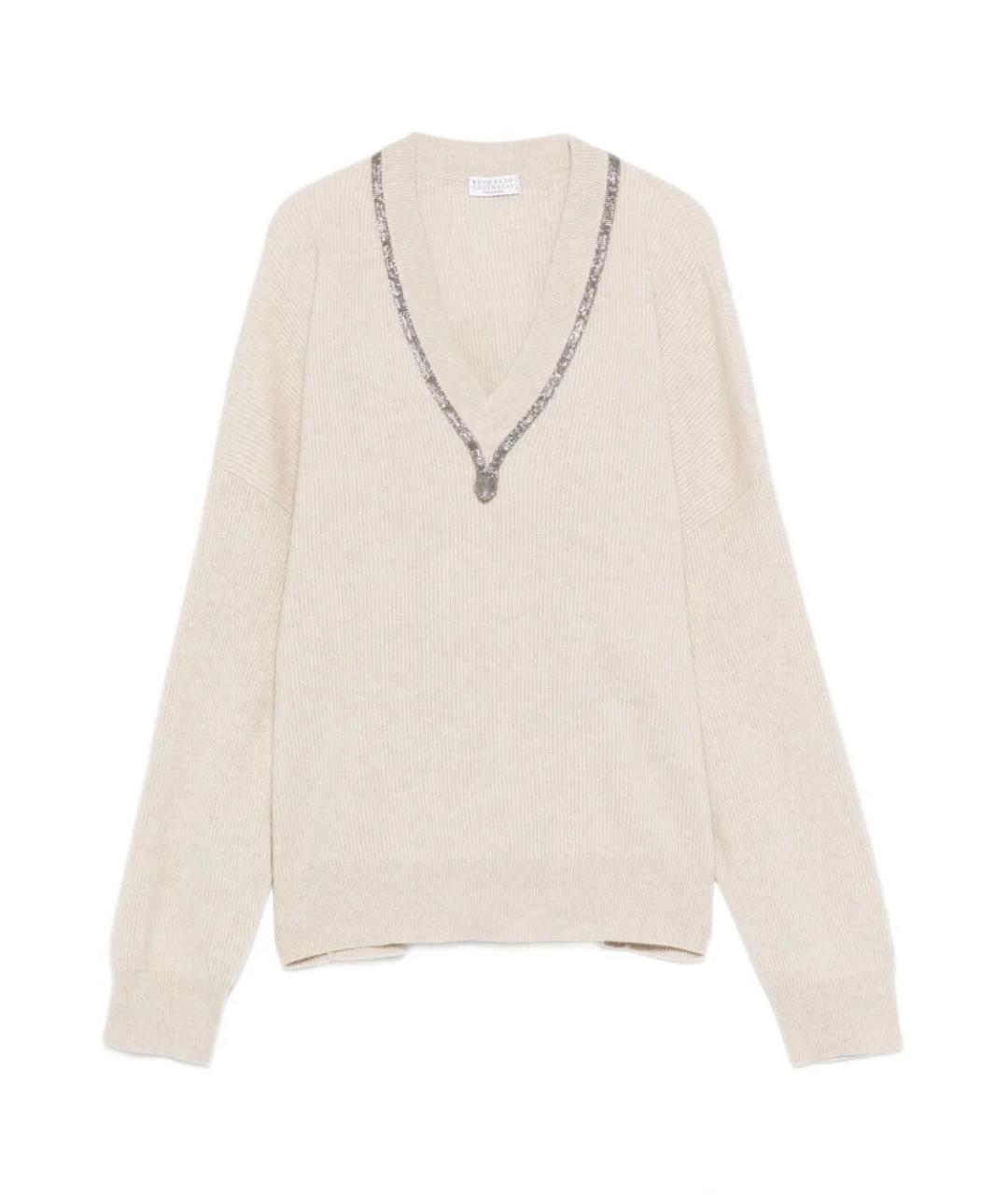 BRUNELLO CUCINELLI Бежевый кашемировый джемпер / свитер, фото 1