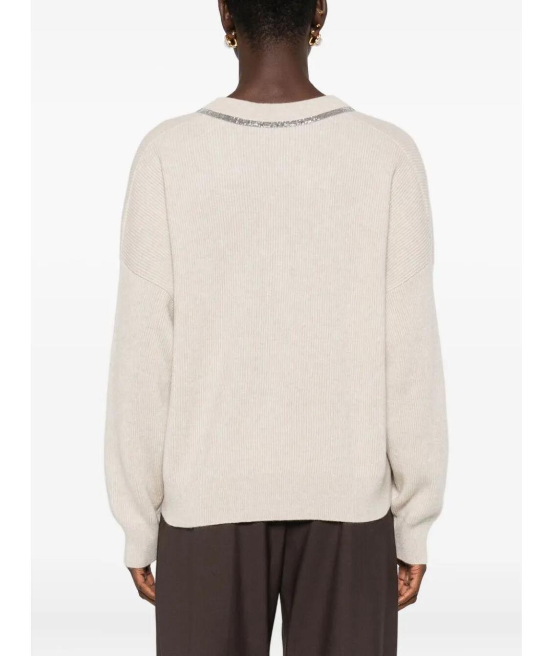 BRUNELLO CUCINELLI Бежевый кашемировый джемпер / свитер, фото 4