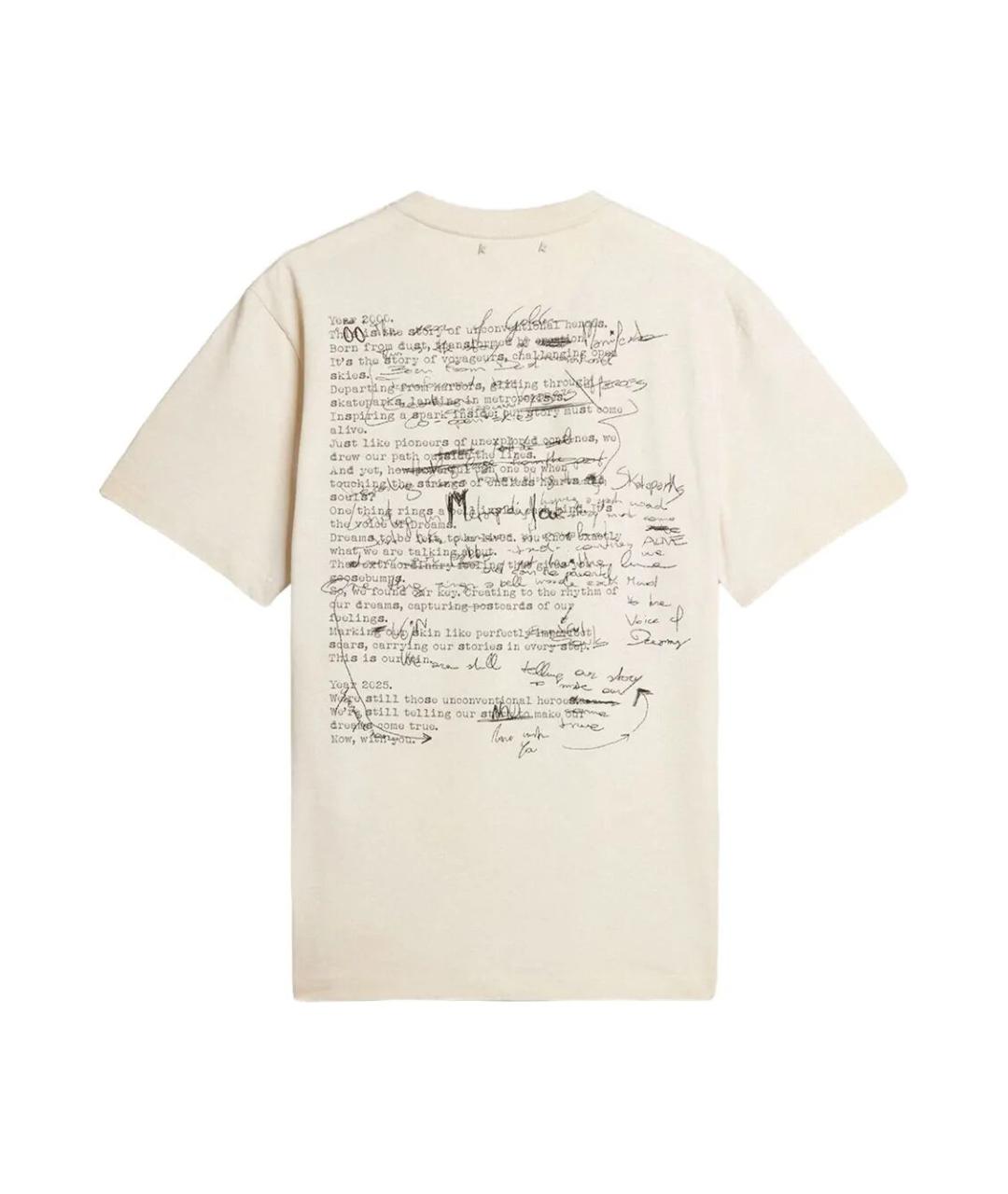 GOLDEN GOOSE DELUXE BRAND Бежевая хлопковая футболка, фото 2