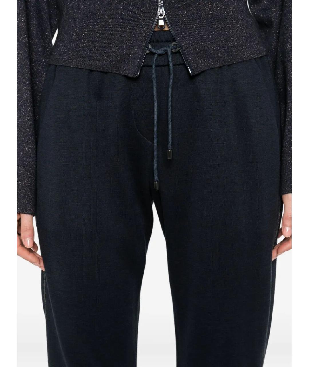 BRUNELLO CUCINELLI Темно-синие хлопковые спортивные брюки и шорты, фото 5