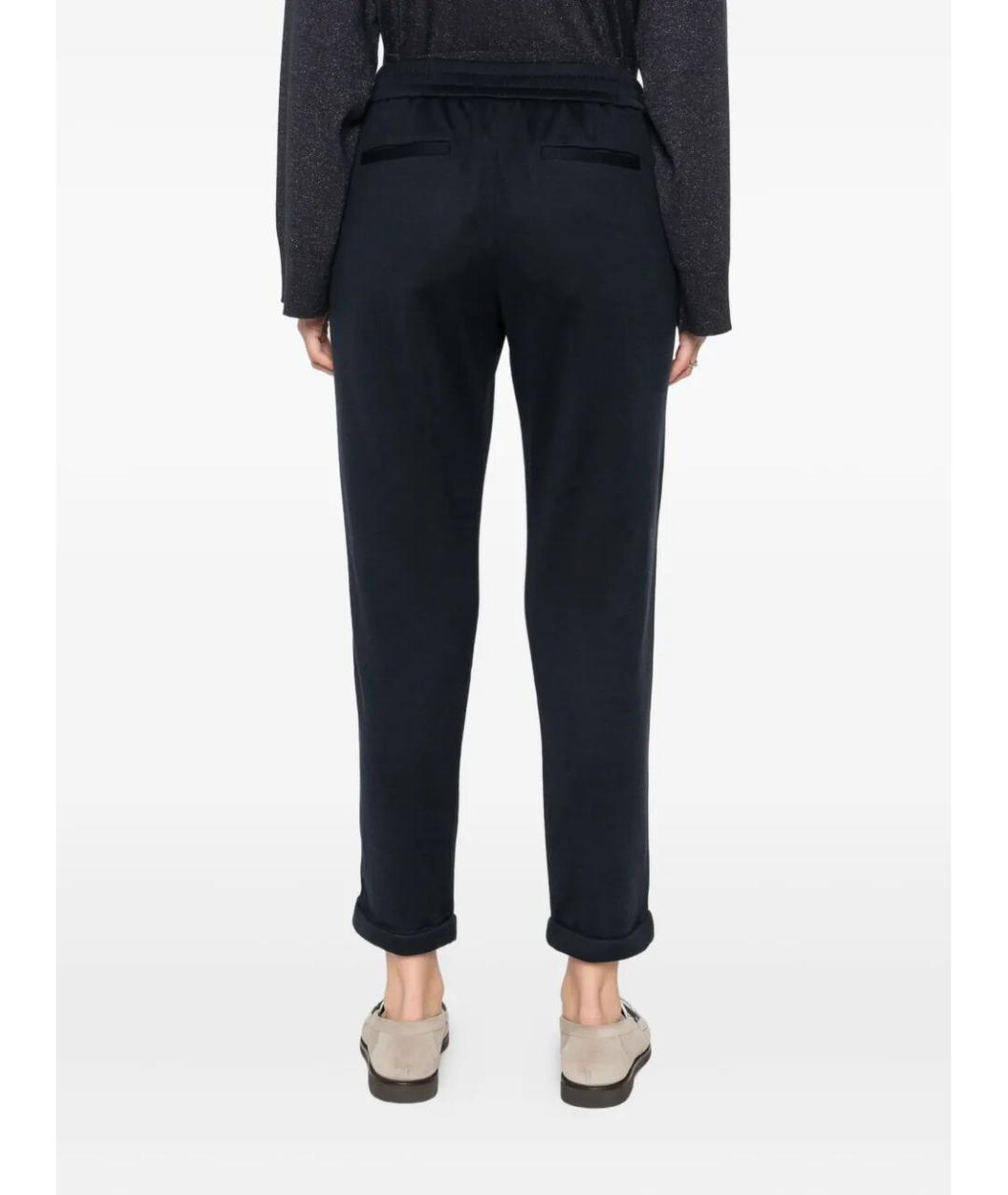 BRUNELLO CUCINELLI Темно-синие хлопковые спортивные брюки и шорты, фото 3