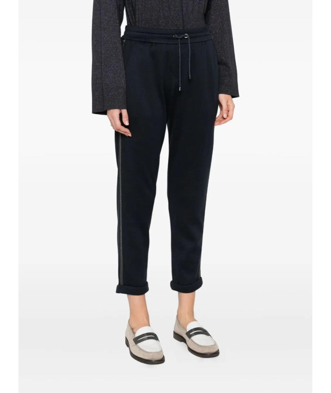 BRUNELLO CUCINELLI Темно-синие хлопковые спортивные брюки и шорты, фото 4