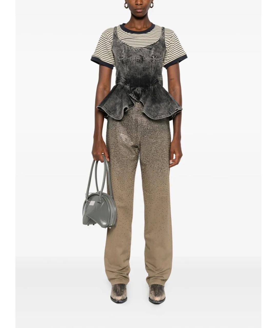 GOLDEN GOOSE DELUXE BRAND Хаки хлопковые прямые джинсы, фото 2