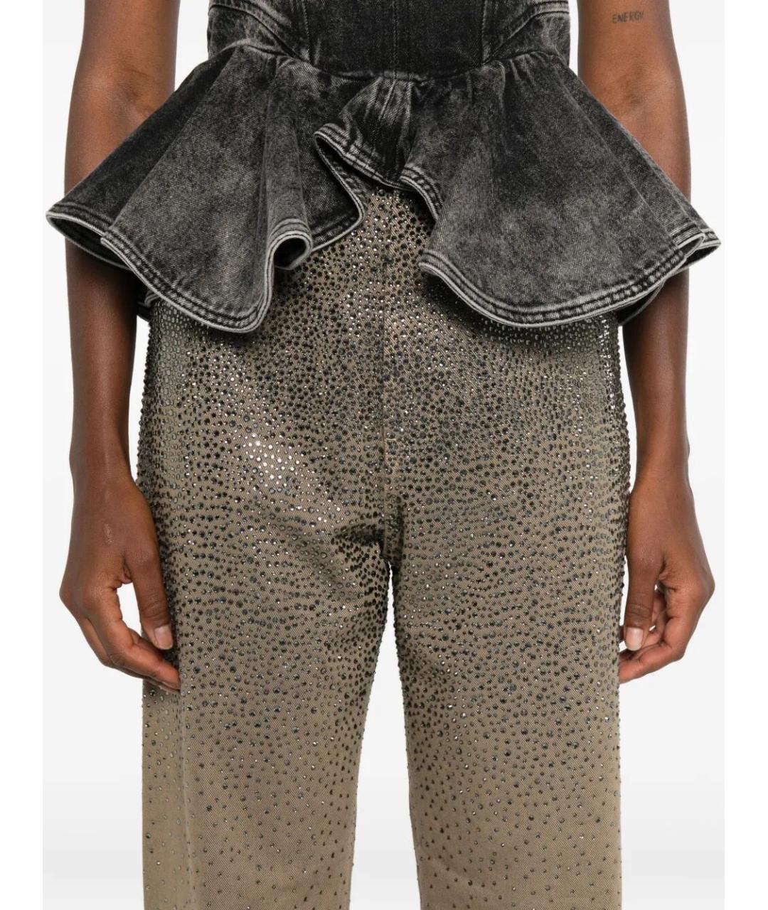 GOLDEN GOOSE DELUXE BRAND Хаки хлопковые прямые джинсы, фото 4