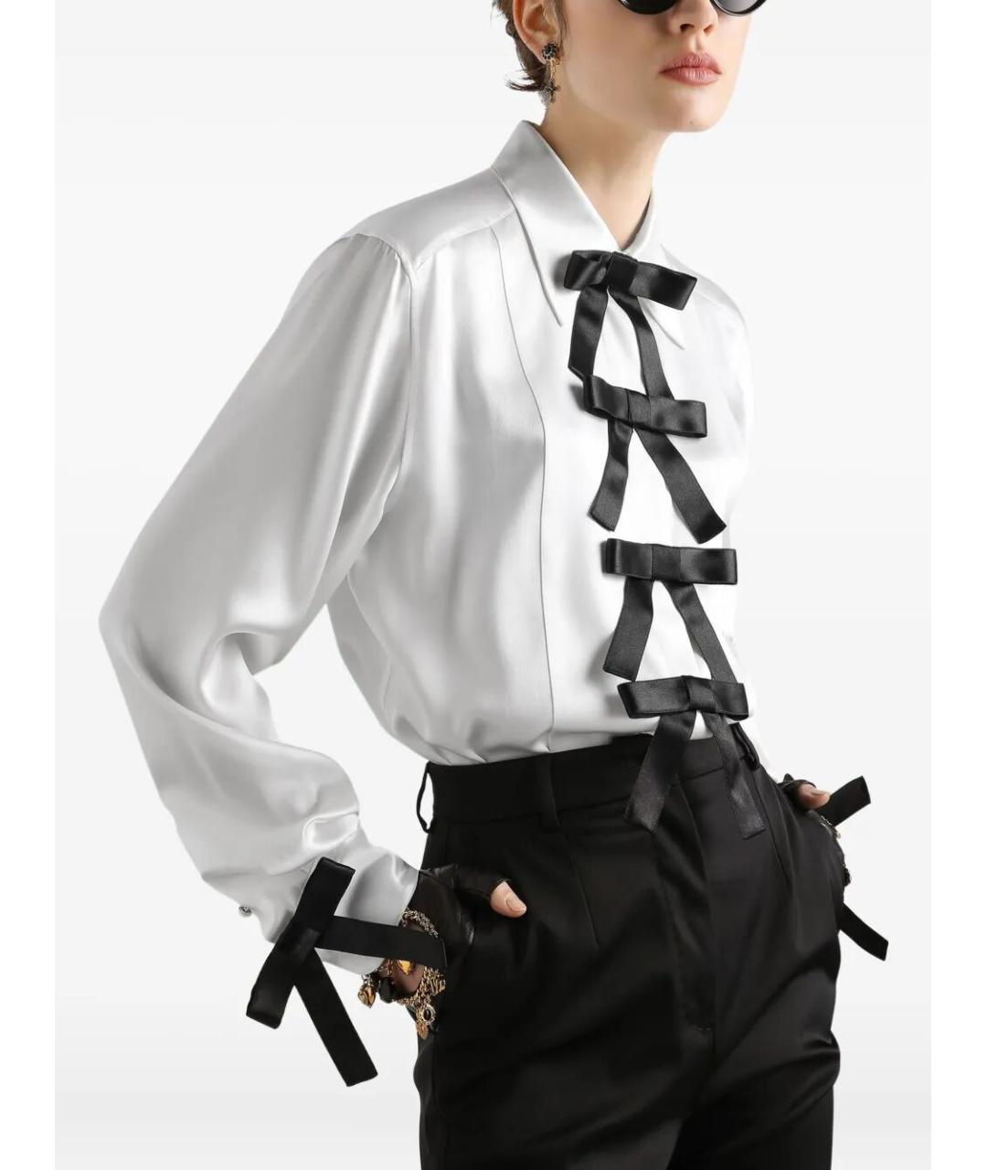 DOLCE&GABBANA Белая шелковая блузы, фото 3