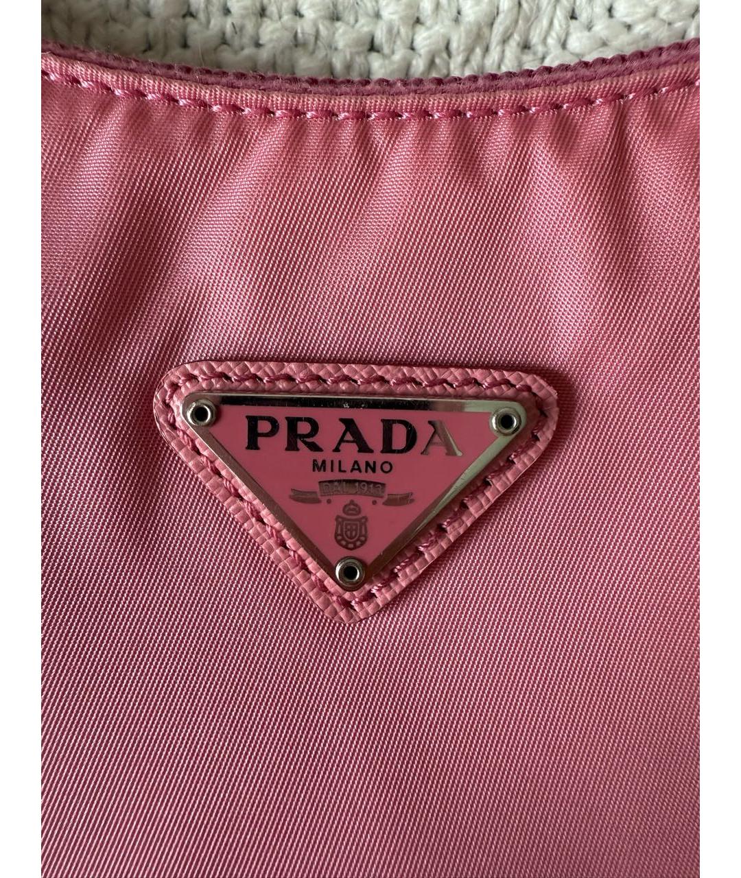 PRADA Розовая синтетическая сумка с короткими ручками, фото 5