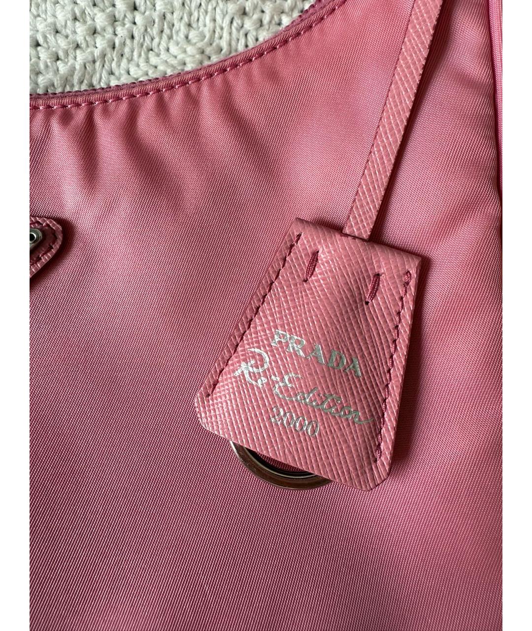 PRADA Розовая синтетическая сумка с короткими ручками, фото 6