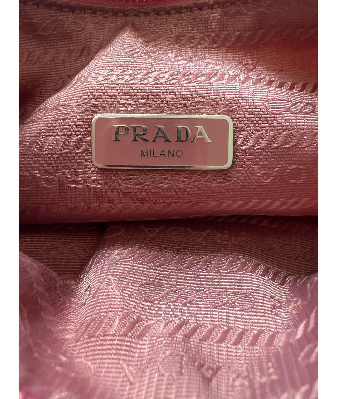 PRADA Розовая синтетическая сумка с короткими ручками, фото 7