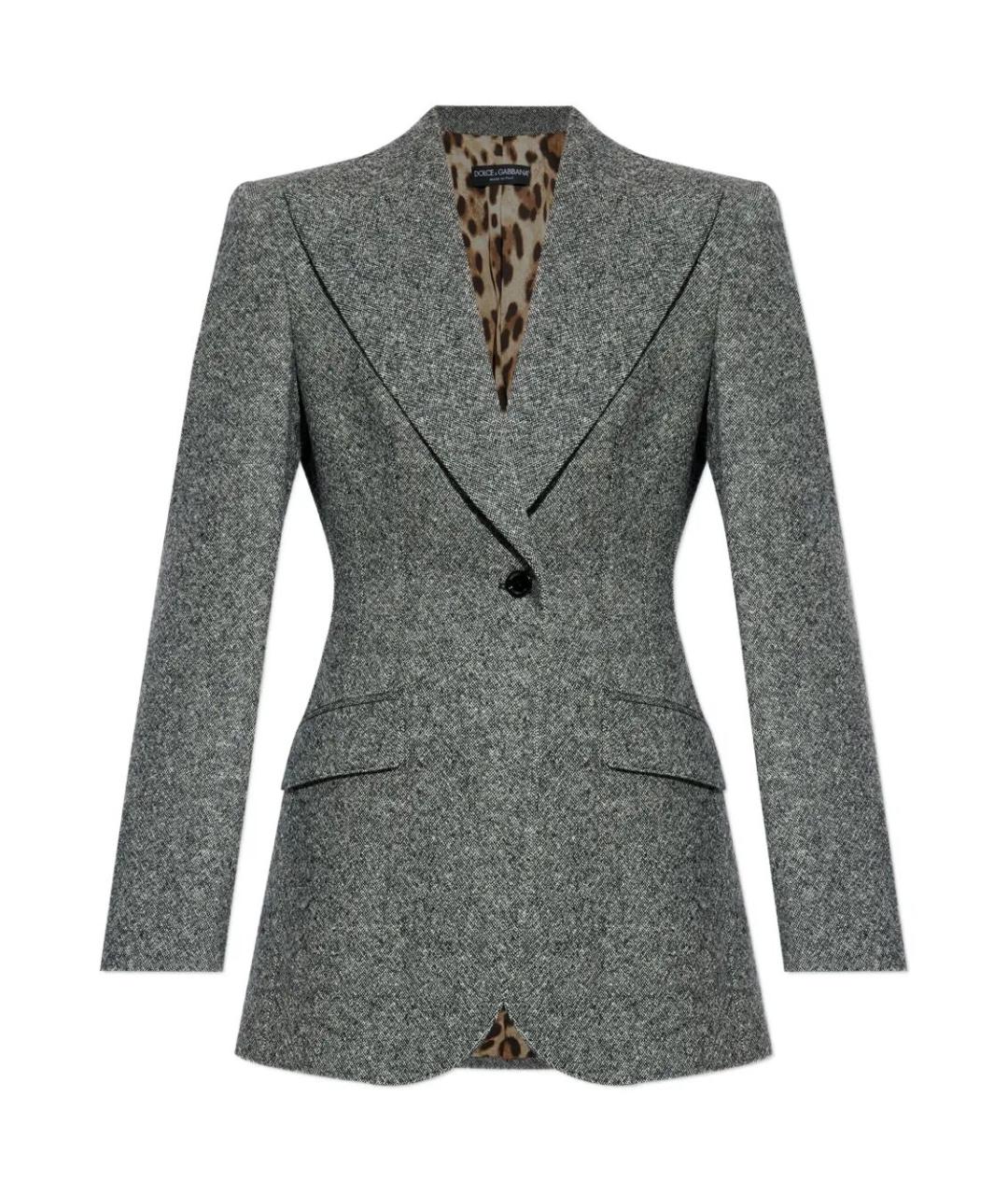 DOLCE&GABBANA Антрацитовый шерстяной жакет/пиджак, фото 1