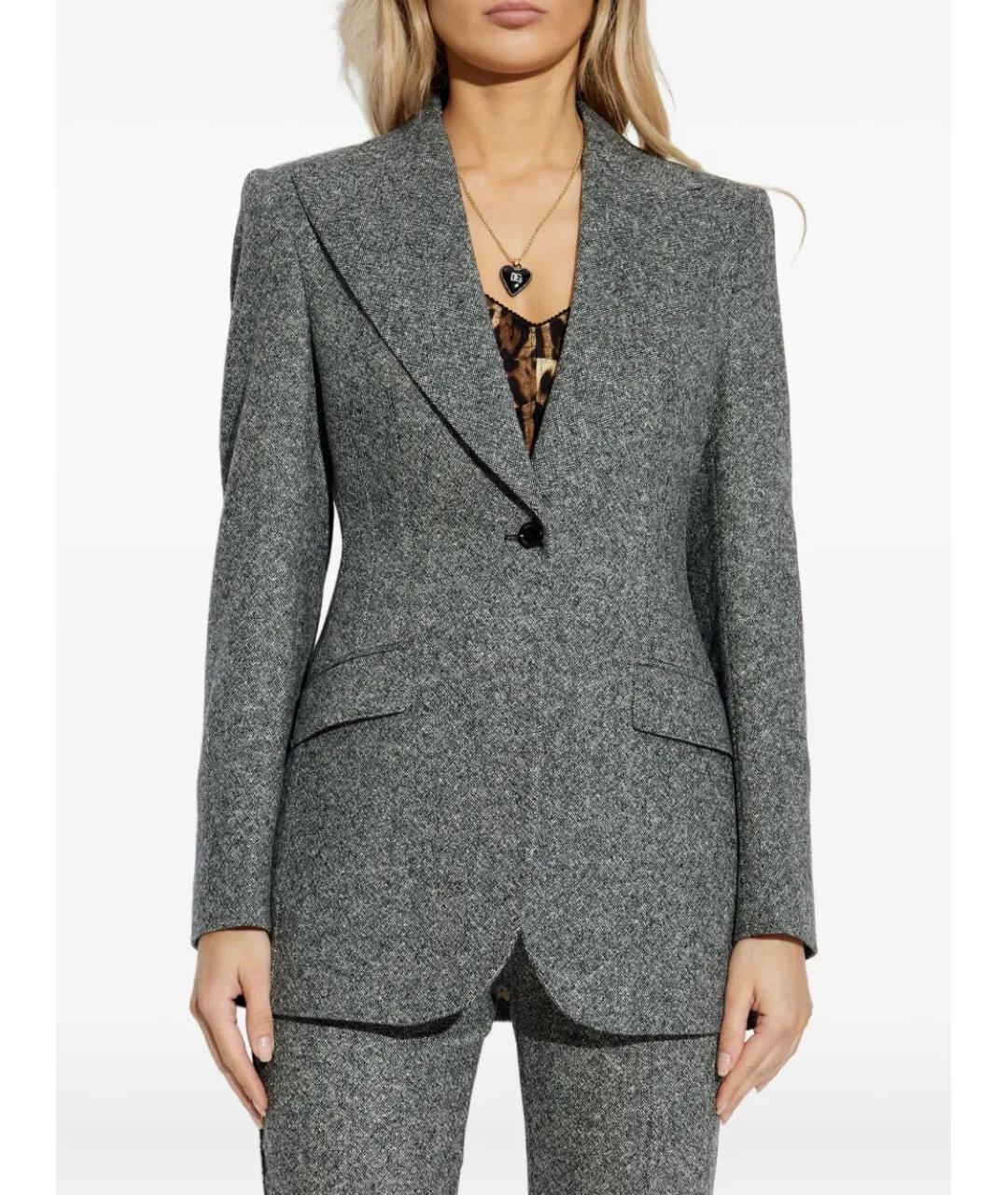 DOLCE&GABBANA Антрацитовый шерстяной жакет/пиджак, фото 4