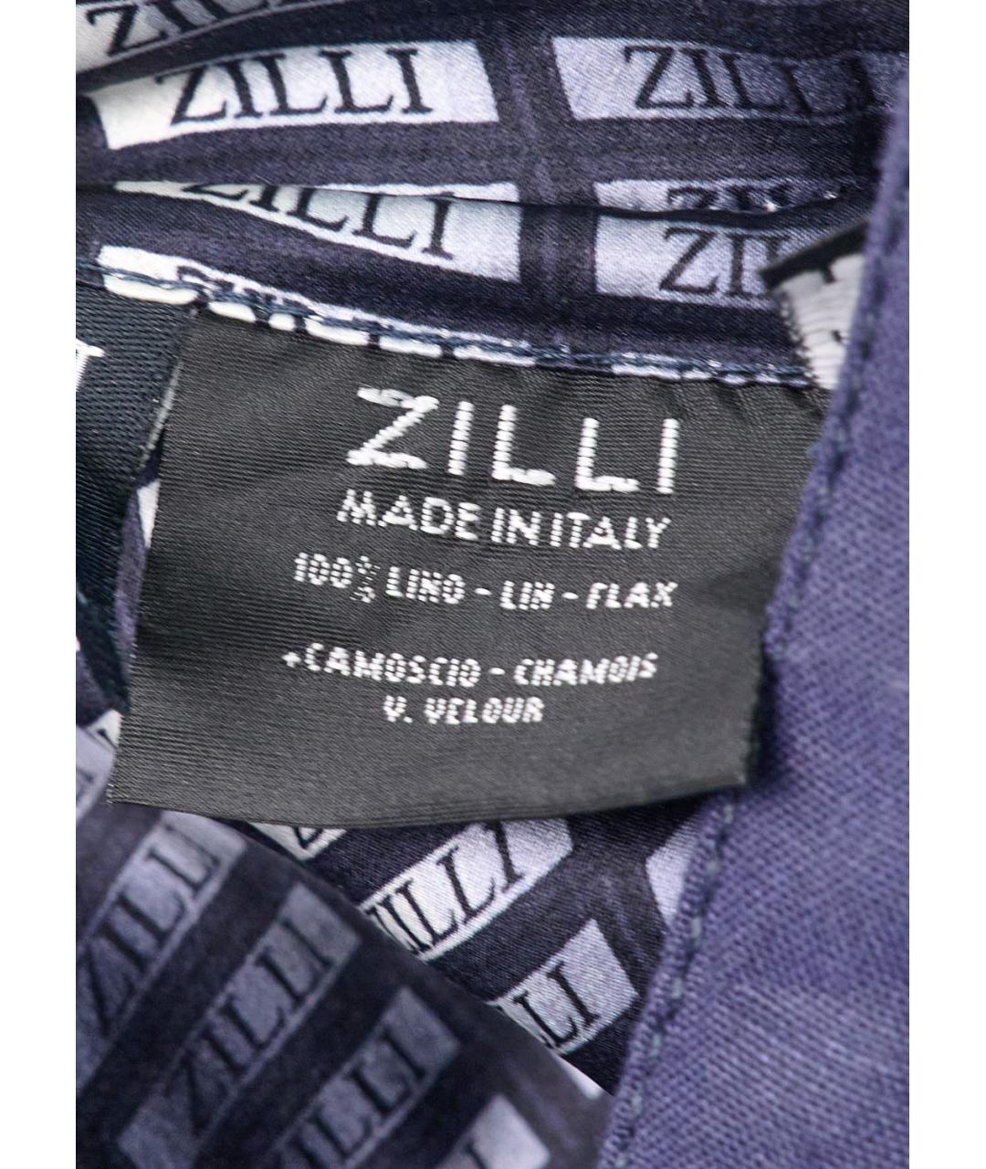 ZILLI Синие льняные классические брюки, фото 3