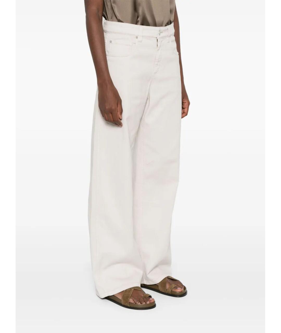 BRUNELLO CUCINELLI Белые хлопковые брюки широкие, фото 4