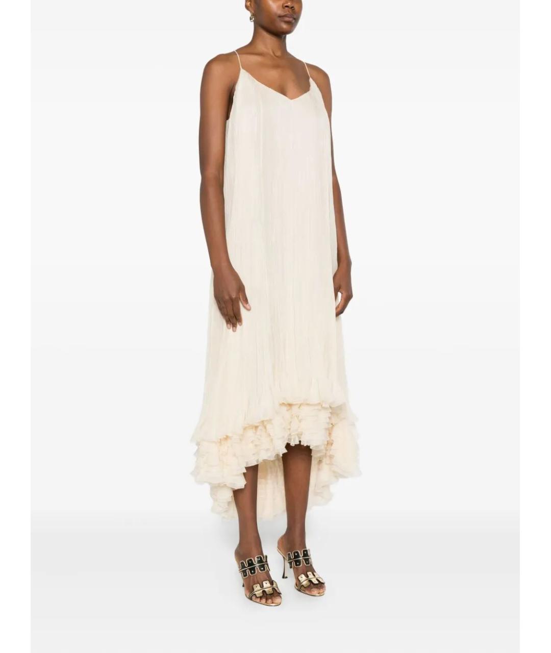 ALBERTA FERRETTI Бежевое шелковое коктейльное платье, фото 4