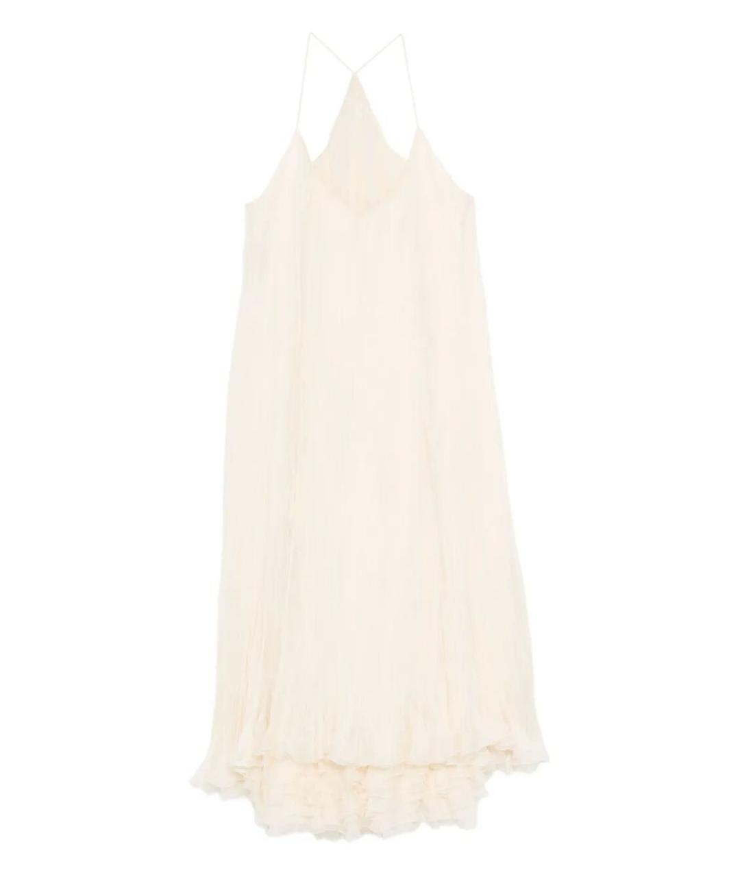 ALBERTA FERRETTI Бежевое шелковое коктейльное платье, фото 1