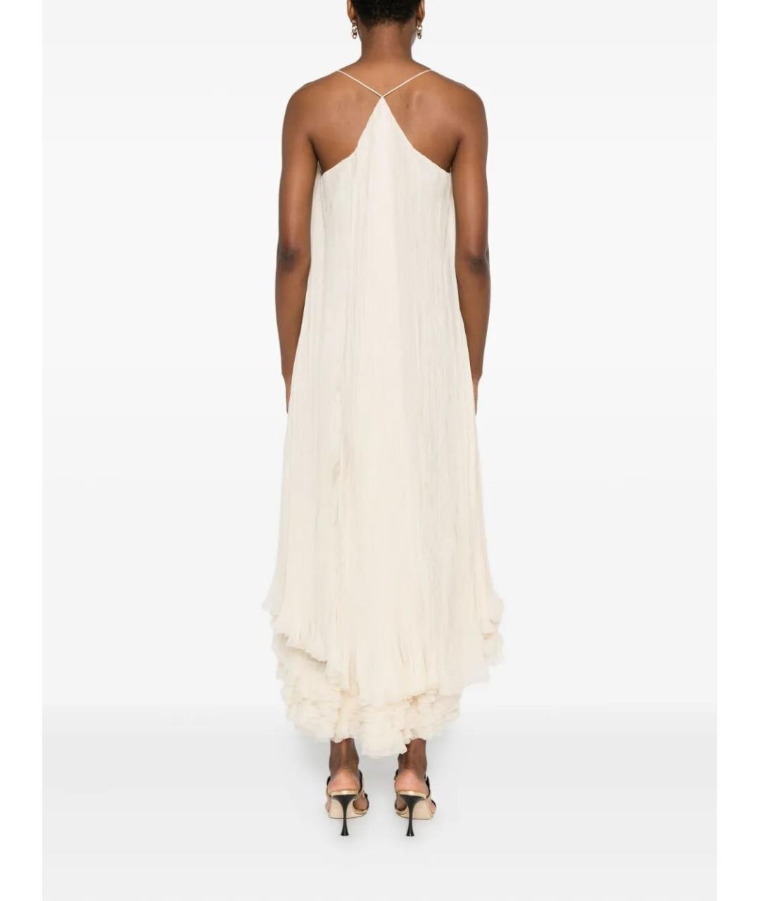 ALBERTA FERRETTI Бежевое шелковое коктейльное платье, фото 3