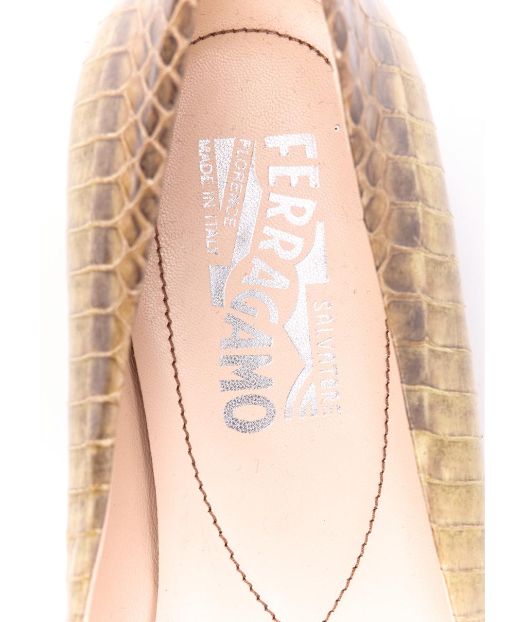 FERRAGAMO Коричневые кожаные балетки, фото 3