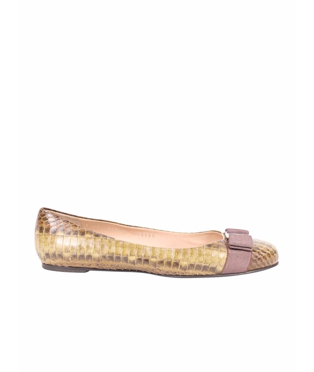 FERRAGAMO Коричневые кожаные балетки, фото 1