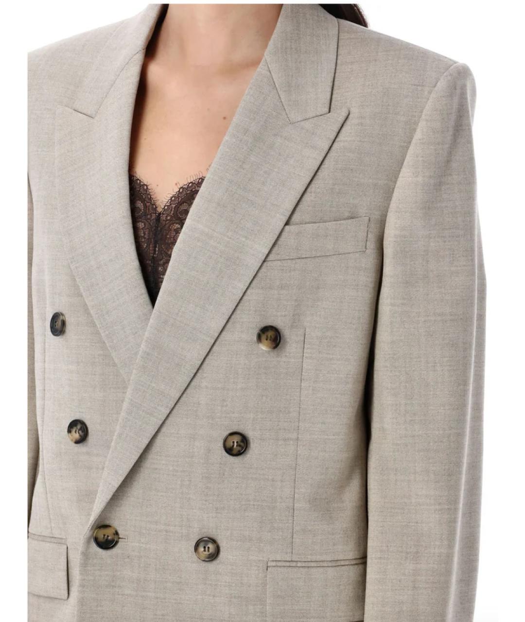 SAINT LAURENT Бежевый шерстяной жакет/пиджак, фото 5