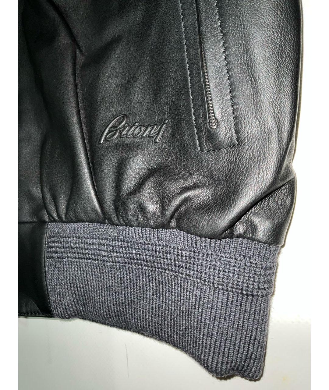 BRIONI Черная кожаная куртка, фото 4