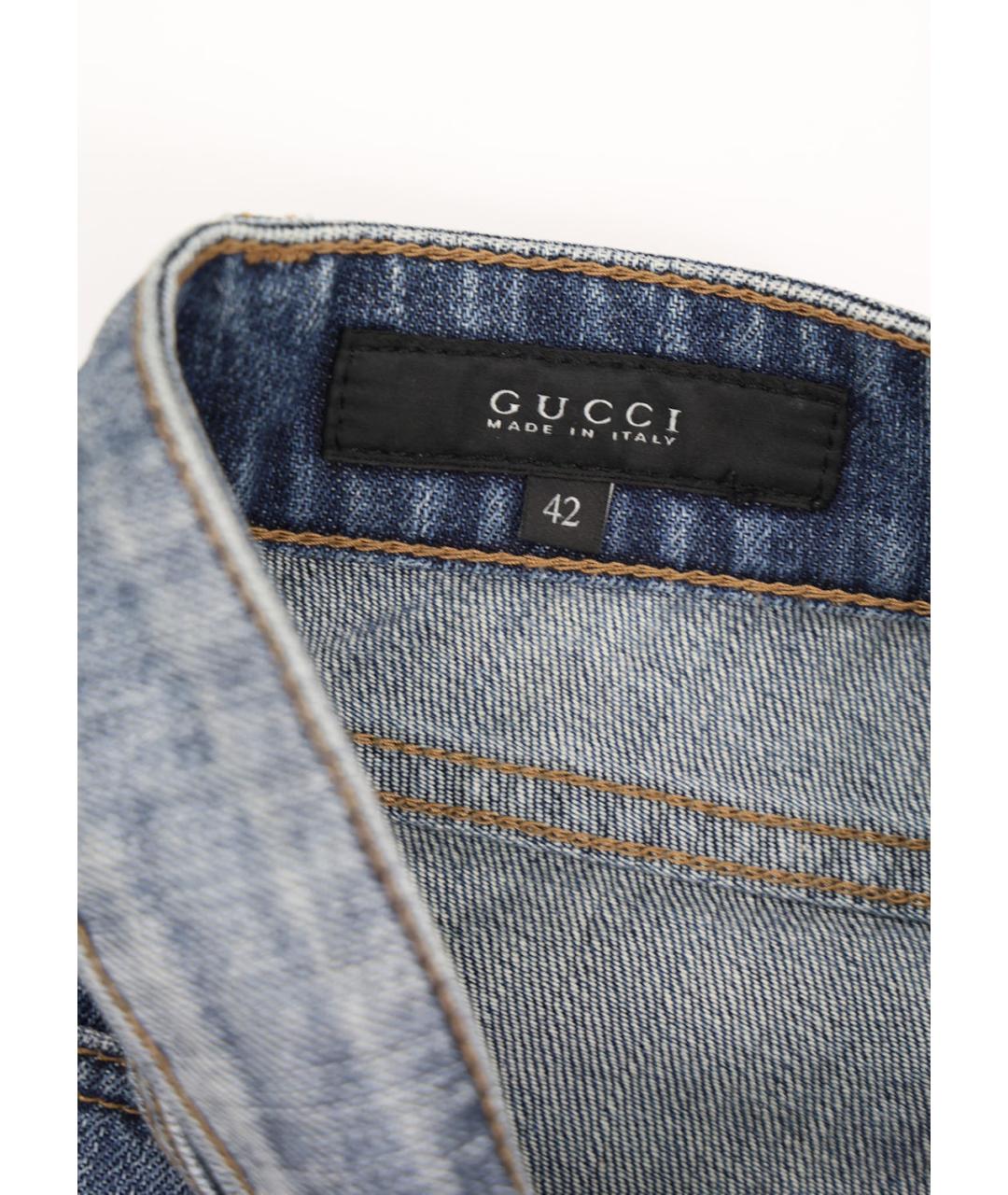 GUCCI Синие хлопковые прямые джинсы, фото 3