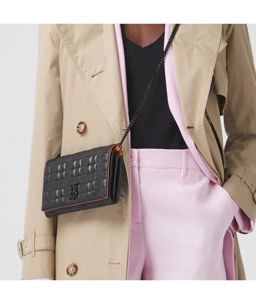 BURBERRY Черный кожаный кошелек, фото 7