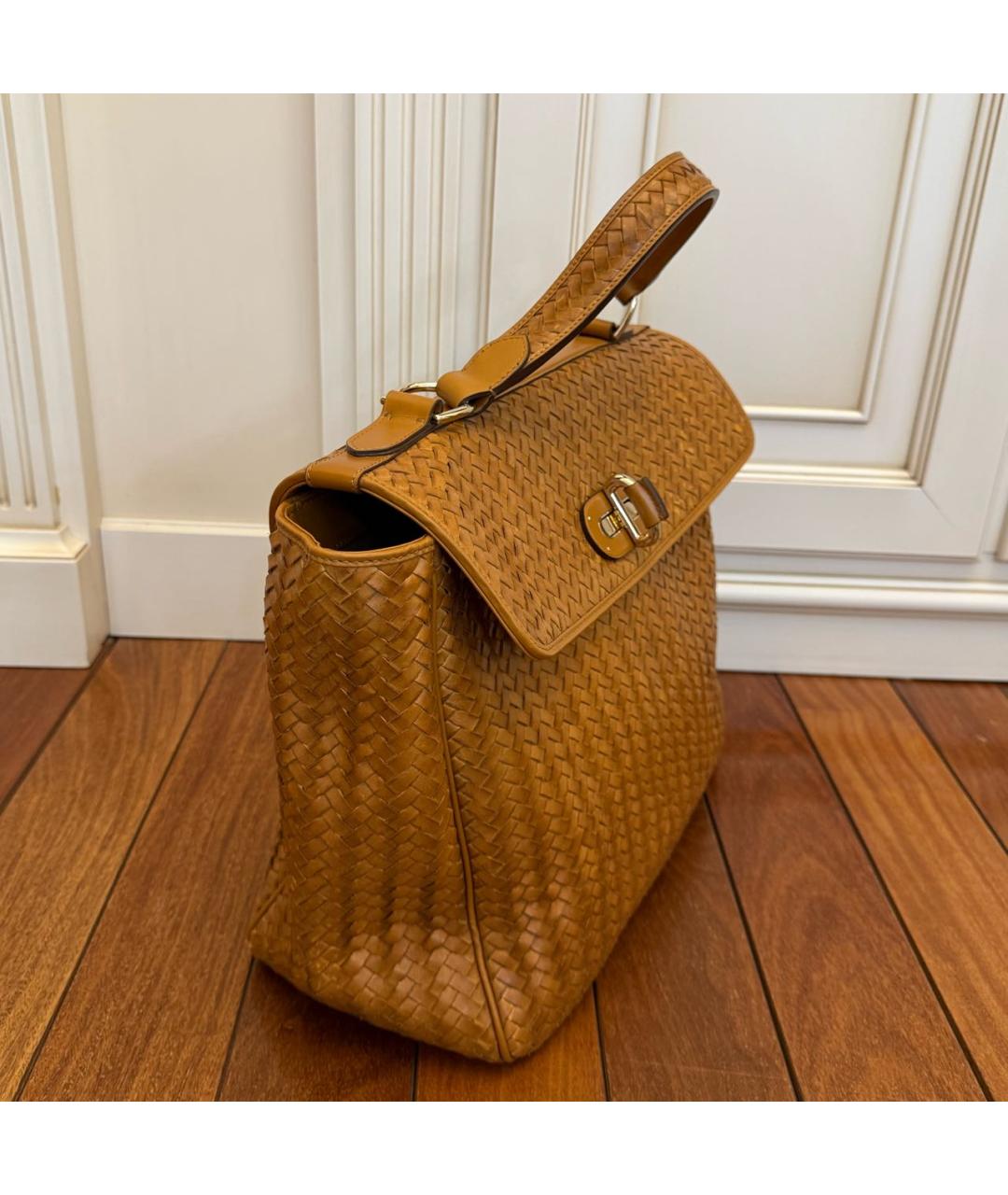 RALPH LAUREN Коричневая кожаная сумка тоут, фото 2