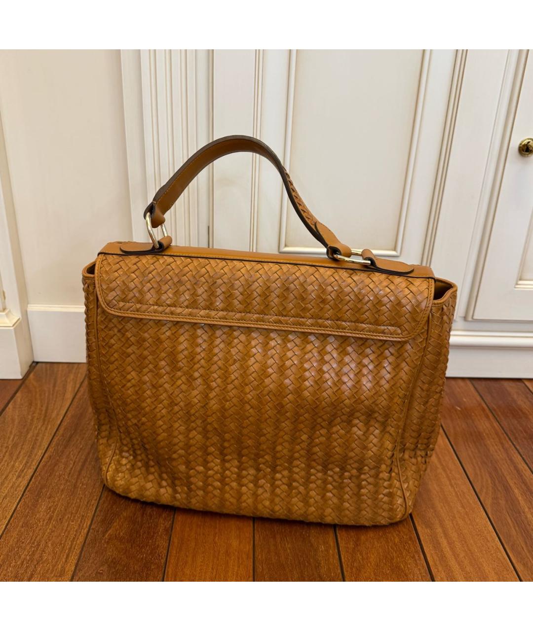 RALPH LAUREN Коричневая кожаная сумка тоут, фото 3