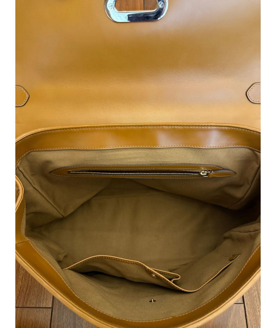 RALPH LAUREN Коричневая кожаная сумка тоут, фото 5