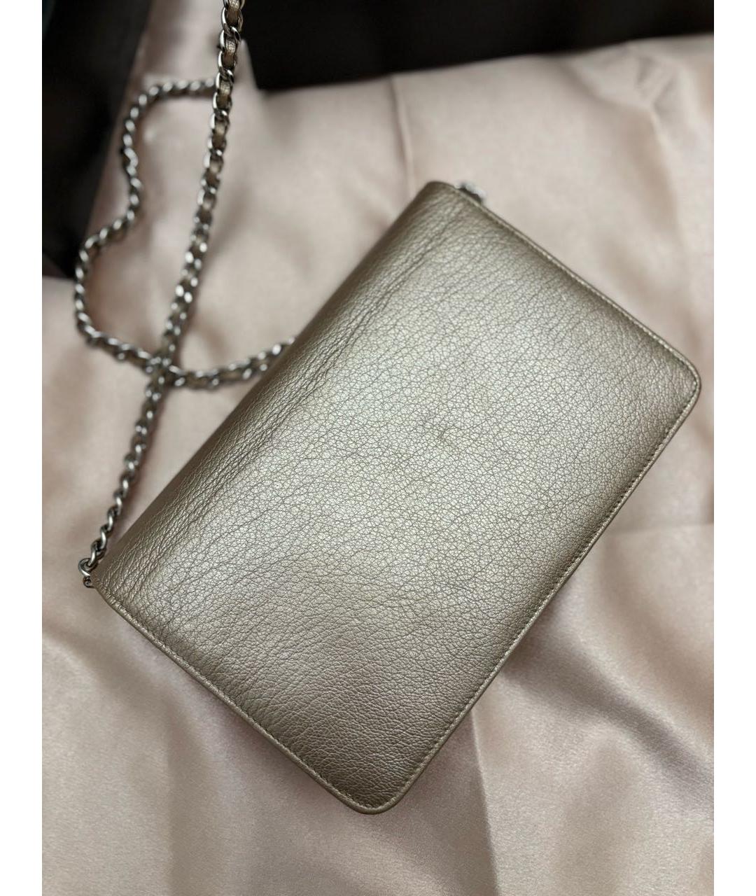 CHANEL Золотая кожаная сумка через плечо, фото 3