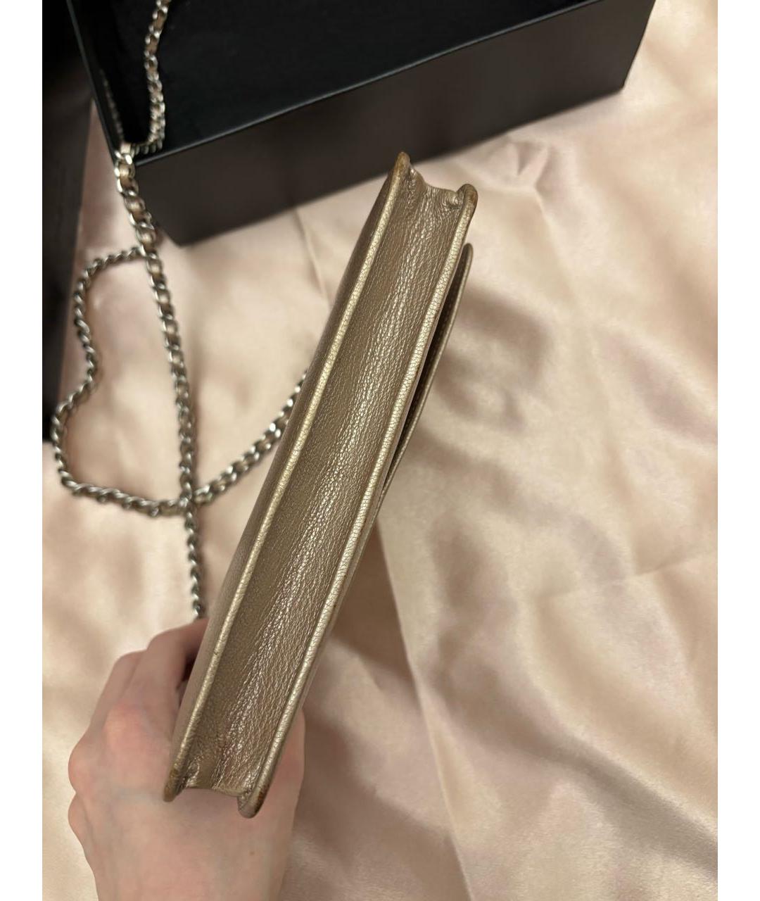 CHANEL Золотая кожаная сумка через плечо, фото 4