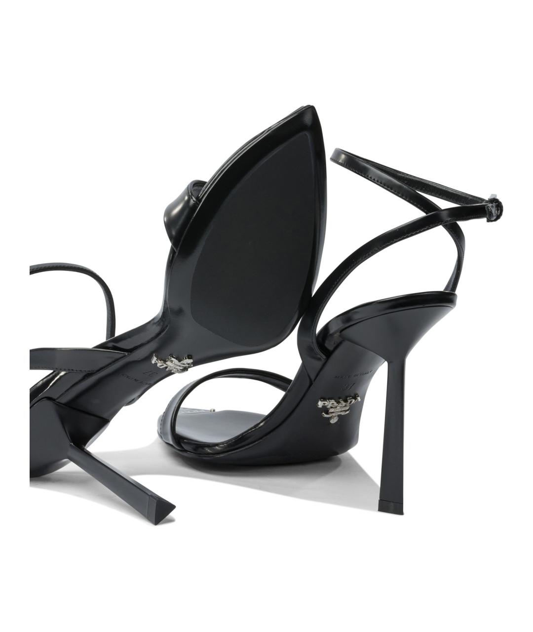 PRADA Черные кожаные босоножки, фото 5