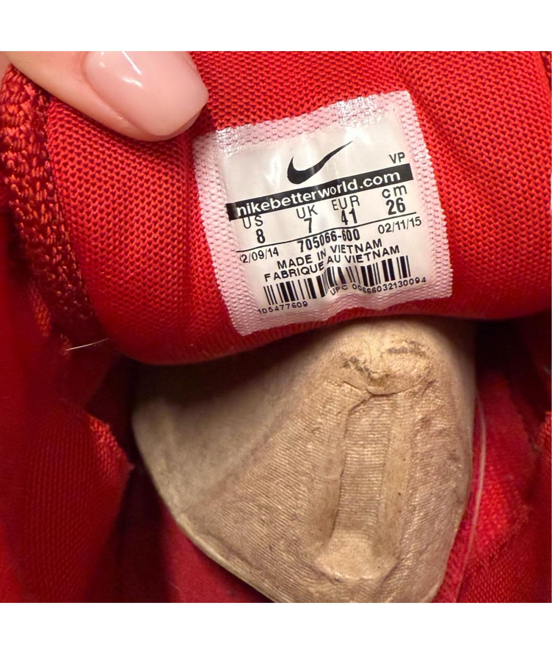 NIKE Красные кожаные высокие кроссовки / кеды, фото 6