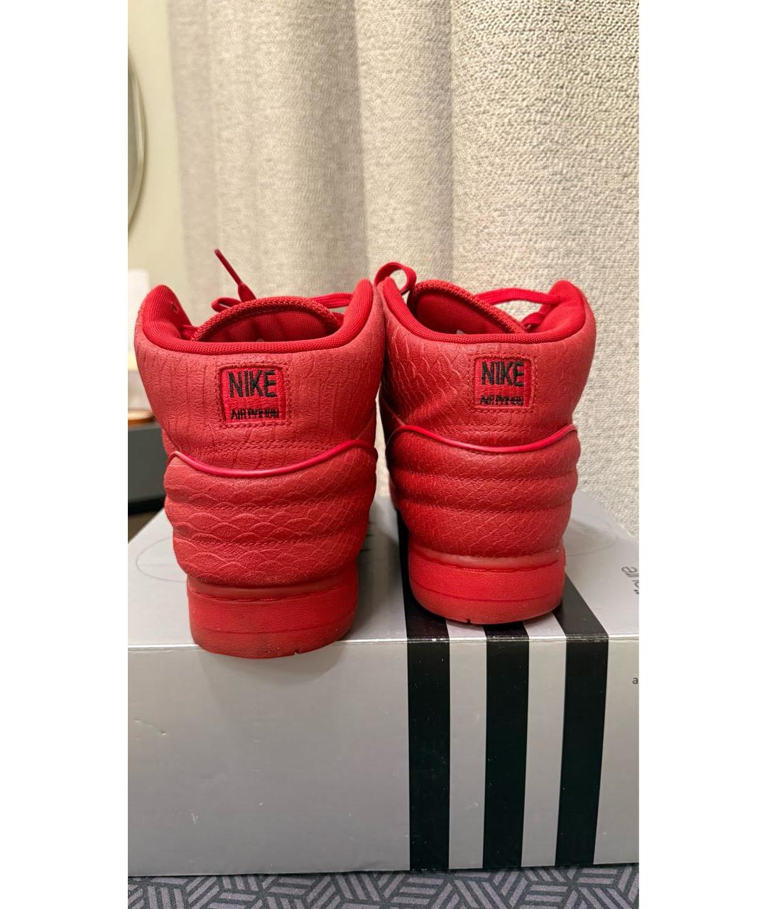 NIKE Красные кожаные высокие кроссовки / кеды, фото 4