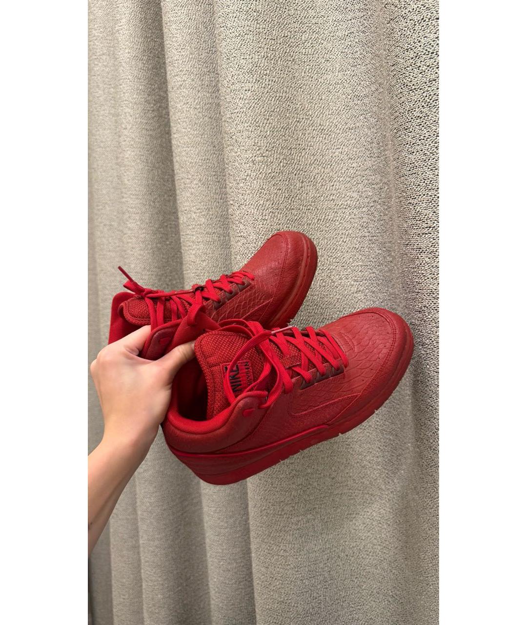 NIKE Красные кожаные высокие кроссовки / кеды, фото 5