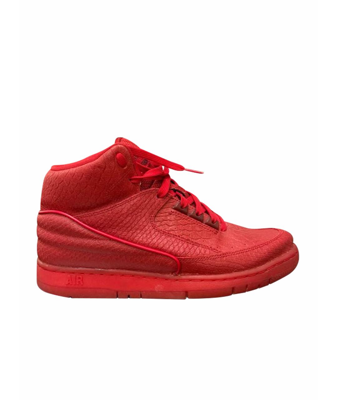 NIKE Красные кожаные высокие кроссовки / кеды, фото 1