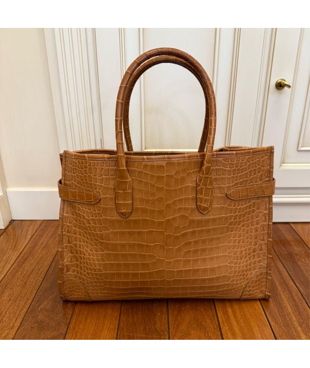 RALPH LAUREN Коричневая сумка тоут из экзотической кожи, фото 3