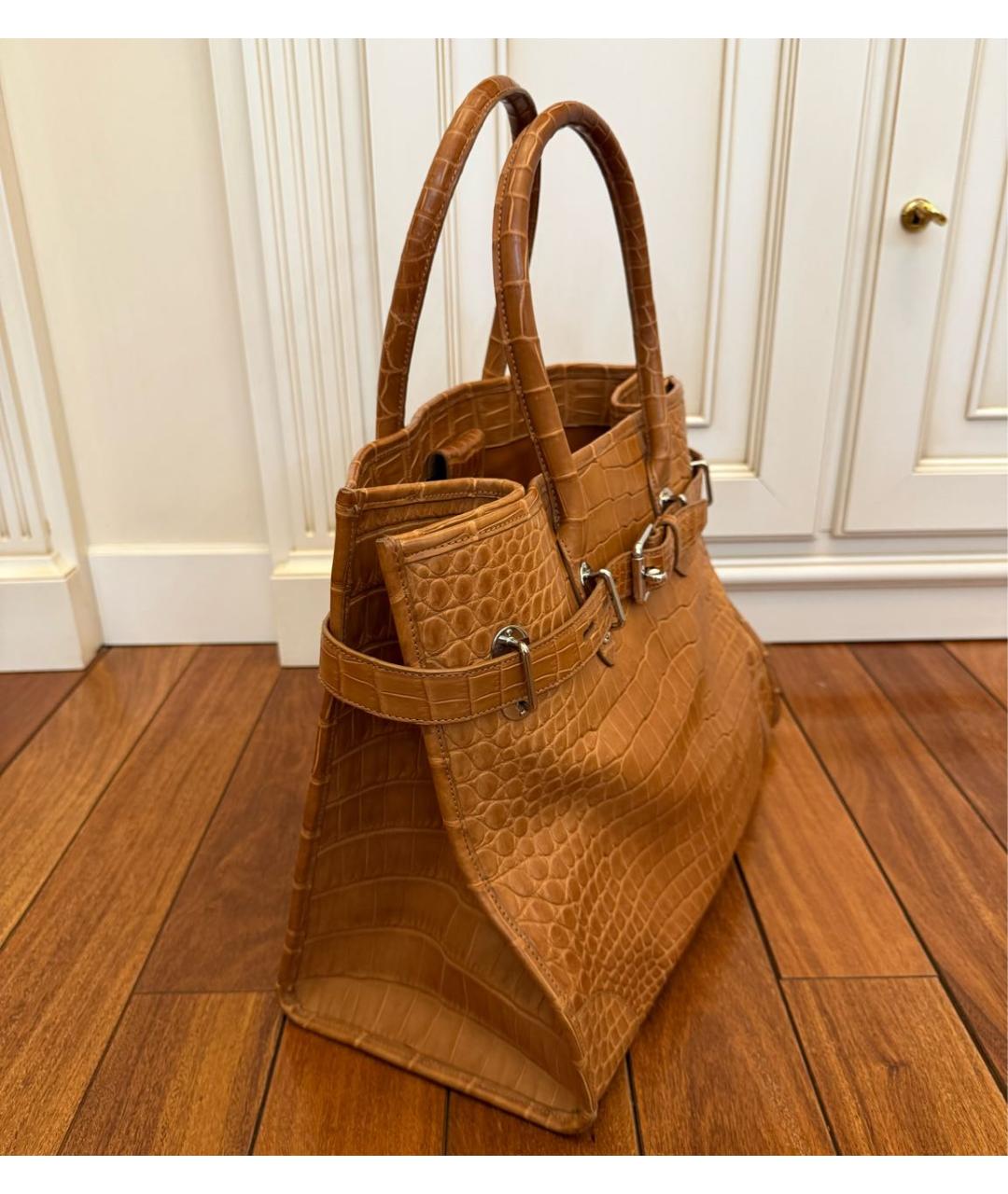 RALPH LAUREN Коричневая сумка тоут из экзотической кожи, фото 2