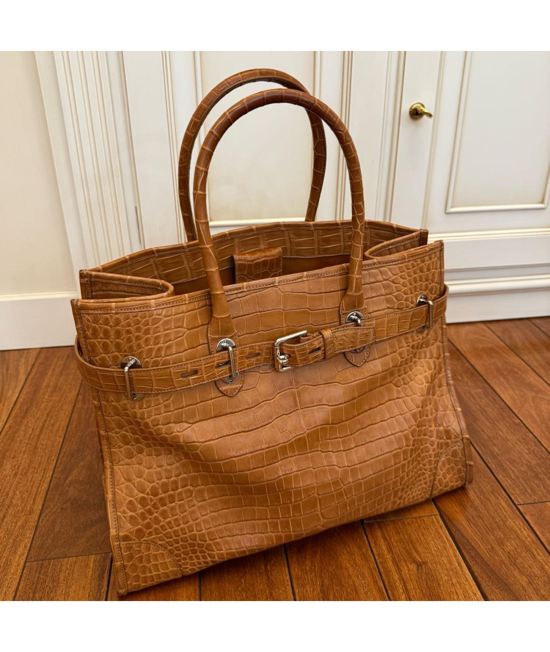 RALPH LAUREN Коричневая сумка тоут из экзотической кожи, фото 7