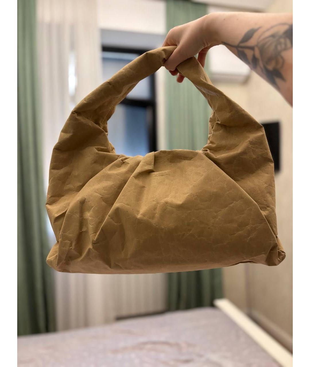 BOTTEGA VENETA Бежевая тканевая сумка с короткими ручками, фото 7