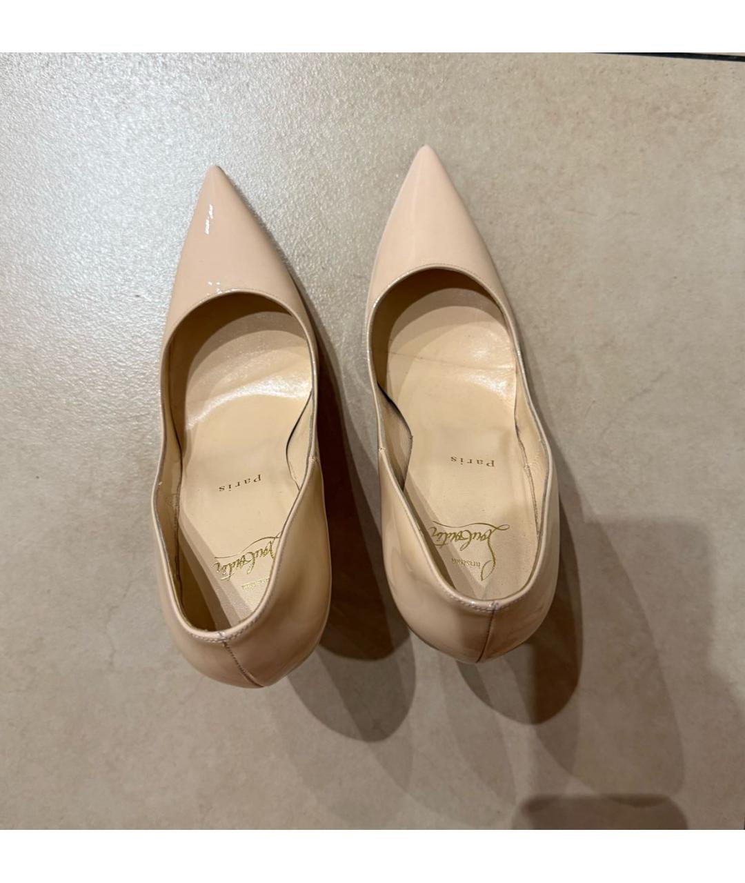 CHRISTIAN LOUBOUTIN Бежевые кожаные туфли, фото 3