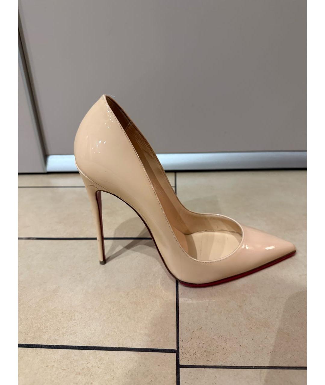 CHRISTIAN LOUBOUTIN Бежевые кожаные туфли, фото 8