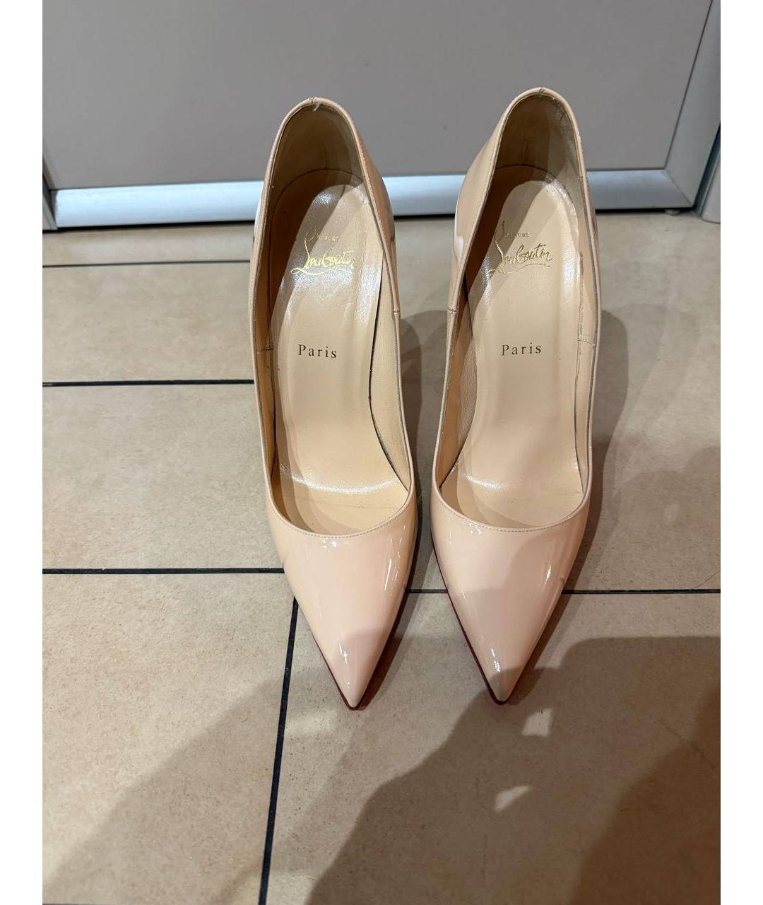 CHRISTIAN LOUBOUTIN Бежевые кожаные туфли, фото 2