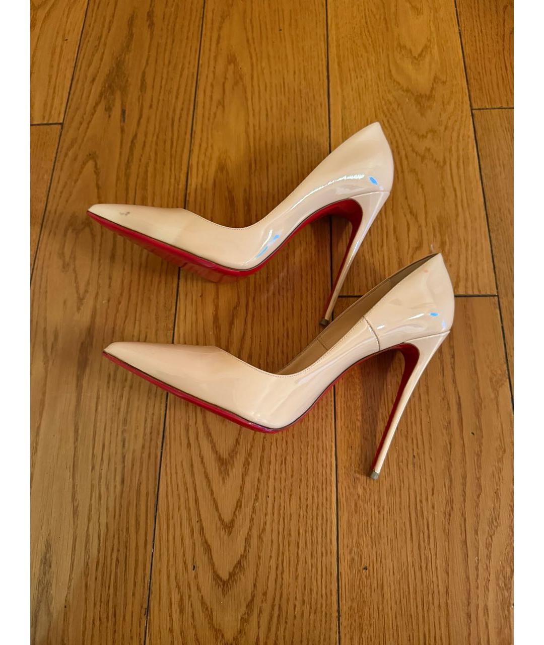 CHRISTIAN LOUBOUTIN Бежевые кожаные туфли, фото 6