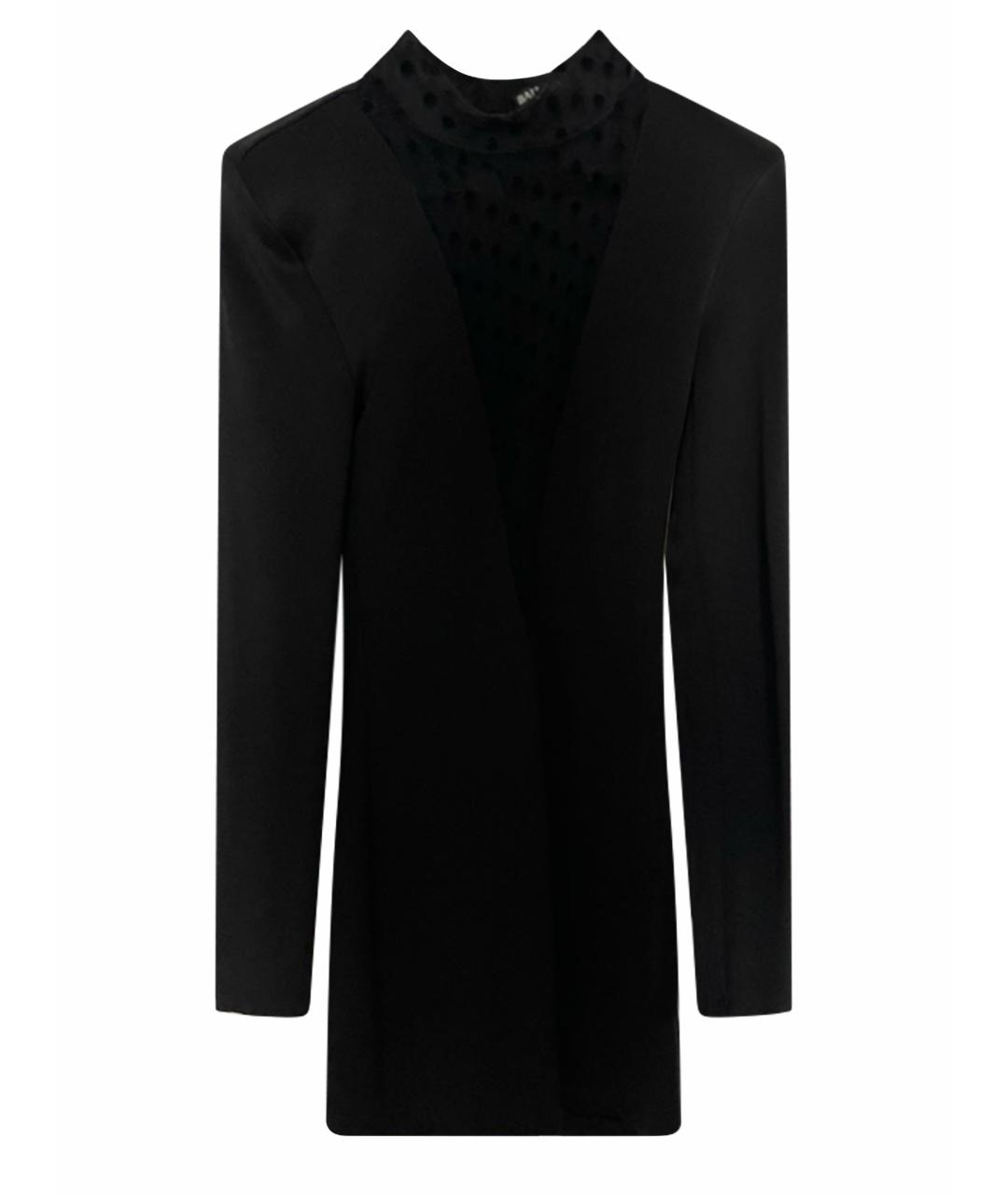 BALMAIN Черное вискозное коктейльное платье, фото 1