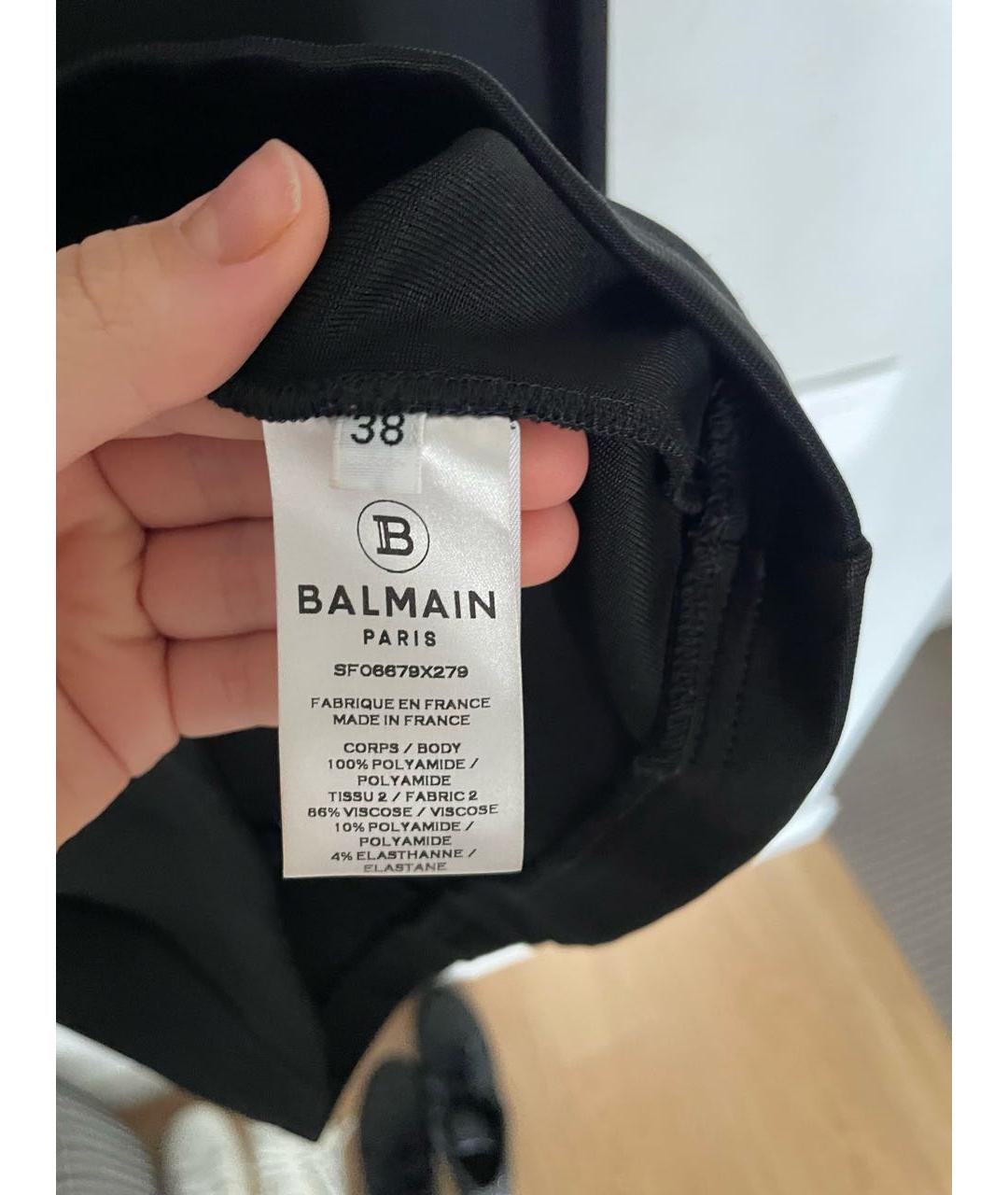 BALMAIN Черное вискозное коктейльное платье, фото 4