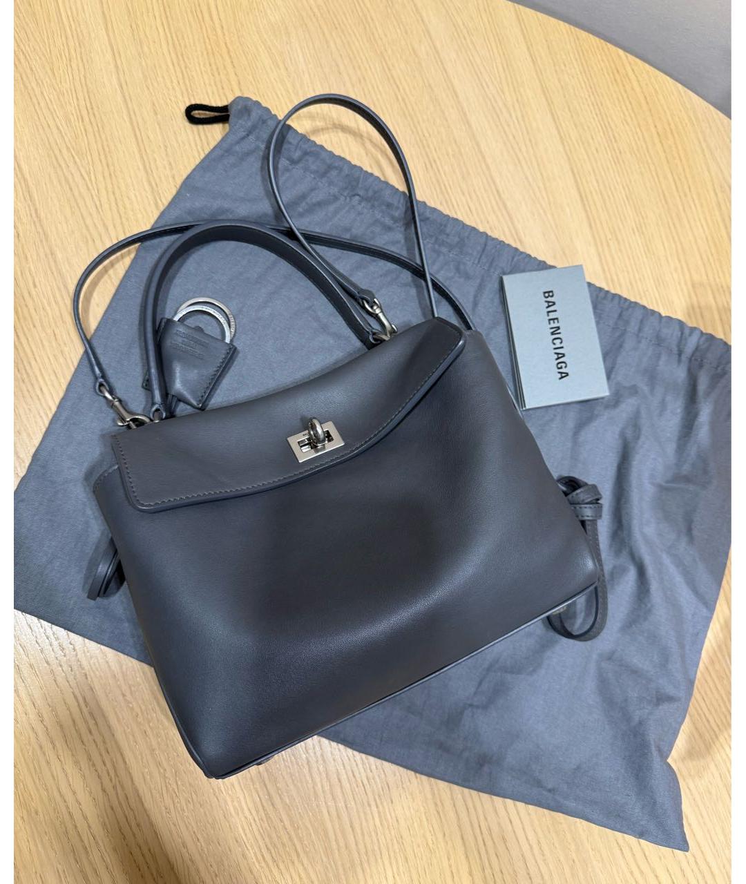 BALENCIAGA Серая кожаная сумка через плечо, фото 4