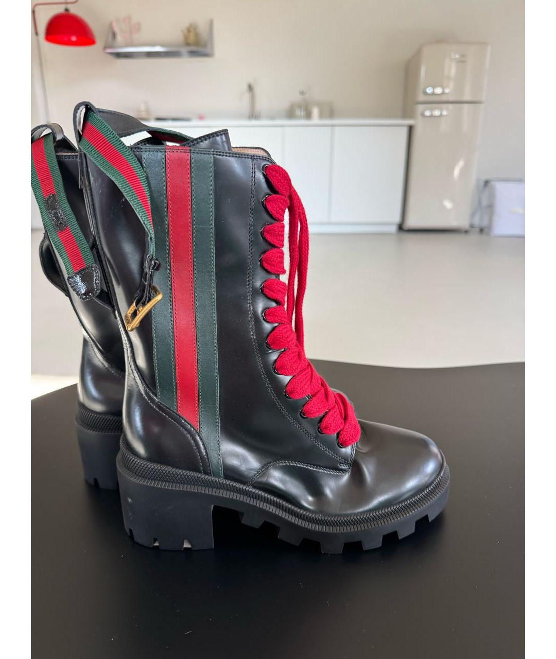 GUCCI Черные кожаные ботинки, фото 4