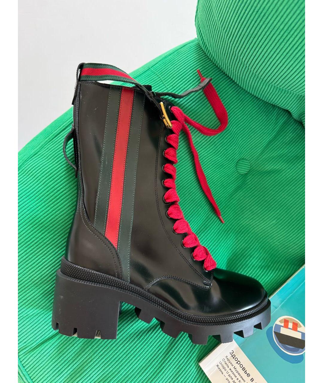 GUCCI Черные кожаные ботинки, фото 5