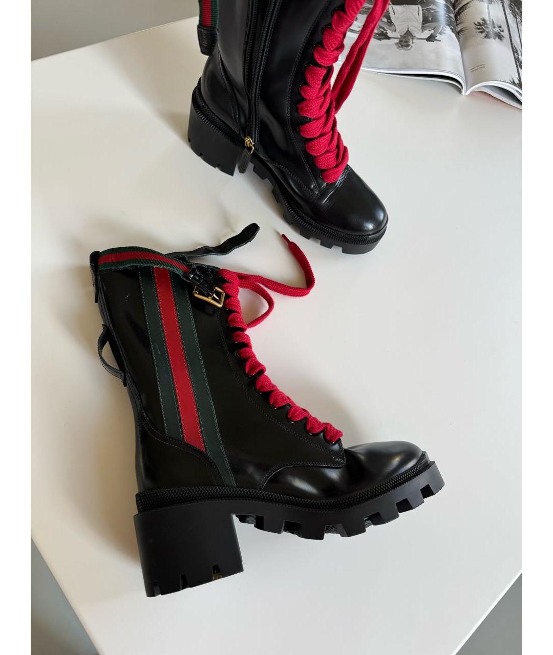GUCCI Черные кожаные ботинки, фото 2